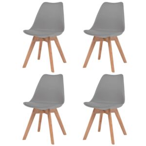 Pood24 söögitoolid 4 tk, kunstnahast, täispuidust, hall