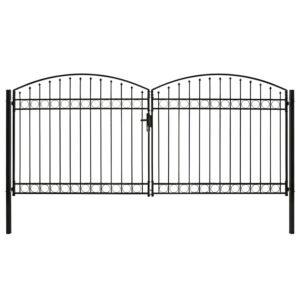 Pood24 kahepoolne kumera ülaosaga aiavärav, teras, 400 x 200 cm, must