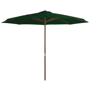 Pood24 päikesevari puidust postiga, 350 cm, roheline