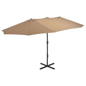 Pood24 päikesevari alumiiniumpostiga, 460 x 270 cm, hallikaspruun