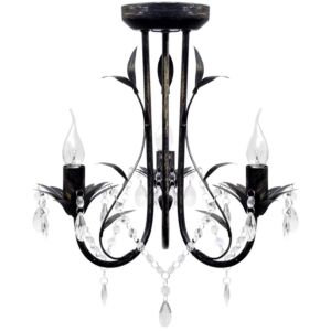 Must metallist lühter kristallhelmestega, 3 x E14 pirni