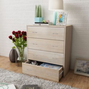 POOD24 Комод с 4 ящиками 60 x 30,5 x 71 см, дуб