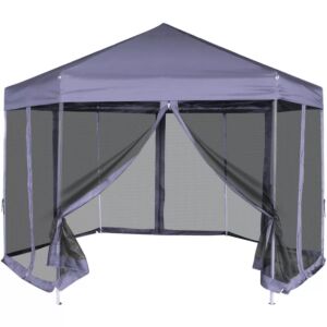 Pood24 kuusnurkne pop-up 6 külgseinaga peotelk, hall, 3,6 x 3,1 m