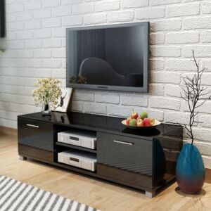 Pood24i тумба под телевизор с глянцевым покрытием, черный 120 x 40,3 x 34,7 см