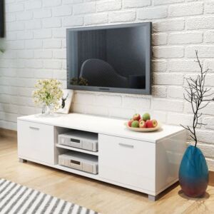 Pood24i тумба под телевизор с глянцевым покрытием, белый 140 x 40,3 x 34,7 см