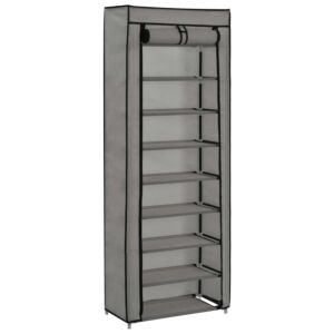 POOD24 обувной шкаф с крышкой, серый, 57 x 29 x 162 см, ткань