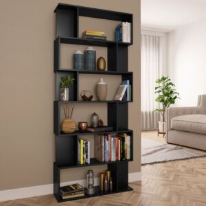 POOD24 книжный шкаф / перегородка черный 80 x 24 x 192 см ДСП