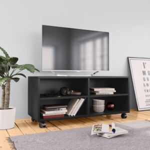POOD24 тумба под ТВ на колесиках, черный, 90 x 35 x 35 см, ДСП