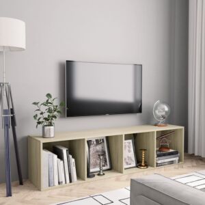 POOD24 книжный шкаф / тумба под телевизор, дуб Сонома 143 x 30 x 36 см