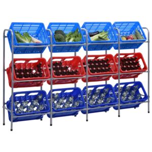 POOD24 полка для хранения 12 ящиков, серебро, 190 x 33 x 116 см, сталь