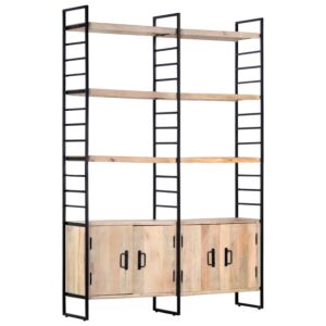 POOD24 Книжный шкаф с 4 полками 124 x 30 x 180 см из прочного дерева манго
