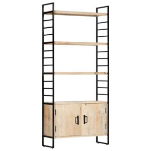 POOD24 Книжная полка с 4 полками 80 x 30 x 180 см из прочного дерева манго