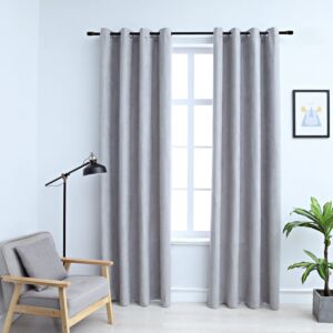 POOD24 плотные шторы с металлическими кольцами 2 шт, серые, 140 x 225 см