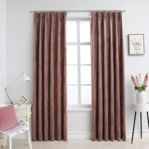 POOD24 плотные шторы 2 шт крючки, бархат, старый розовый, 140x225 см