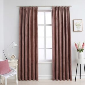 POOD24 шторы блэкаут 2 крючка, бархат, старый розовый, 140x245 см