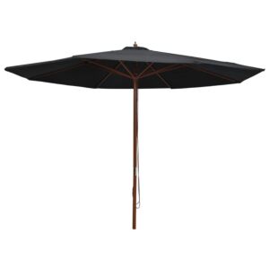 Pood24 päikesevari puust postiga 350 cm, must