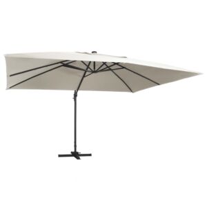 Pood24 päikesevari LED-tuledega, alumiiniumpost, 400x300 cm, liiv