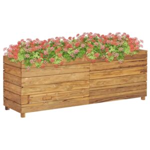 Pood24 taimekast 150 x 40 x 55 cm, taastöödeldud tiikpuu ja teras