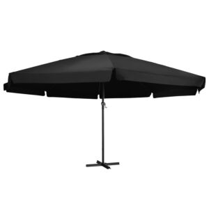 Pood24 päikesevari alumiiniumpostiga, 500 cm, must 