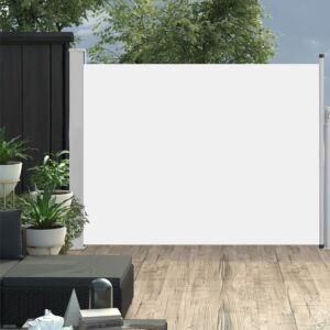 Pood24 lahtitõmmatav terrassi külgsein, 140 x 500 cm, kreemjasvalge