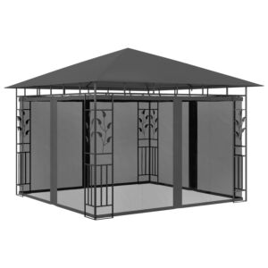 Pood24 varjualune sääsevõrguga, 3 x 3 x 2,73 m, antratsiit, 180 g/m²