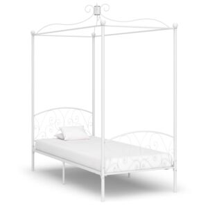 Pood24 baldahhiiniga voodiraam, valge, metall, 100 x 200 cm