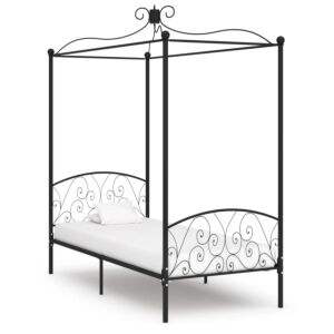 Pood24 baldahhiiniga voodiraam, must, metall, 100 x 200 cm