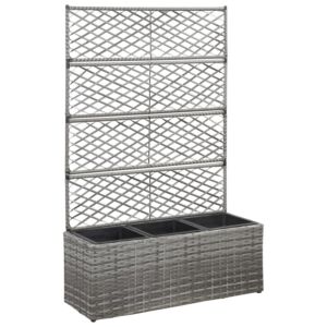 Pood24 võrega taimekast 3 potiga, 83 x 30 x 130 cm, polürotang, hall
