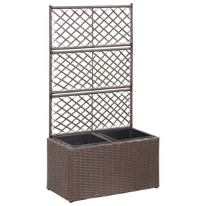 Pood24 võrega taimekast 2 potiga, 58 x 30 x 107 cm, polürotang, pruun