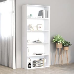 POOD24 5-этажная книжная полка, белый 80x30x189 см, ДСП
