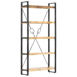 POOD24 Книжный шкаф с 5 полками, 90 x 30 x 180 см, прочное дерево манго
