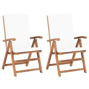 Pood24 allalastava seljatoega aiatoolid patjadega, 2, tiikpuu kreemjas