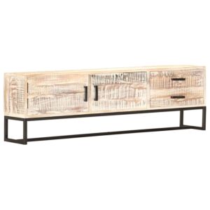 POOD24 тумба под ТВ, белый 140 x 30 x 45 см, прочная древесина акации