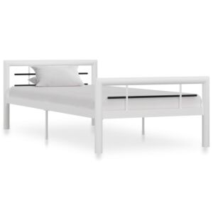 Pood24 voodiraam valge ja must, metallist, 90 x 200 cm