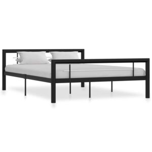 Pood24 voodiraam, must ja valge, metallist, 160 x 200 cm