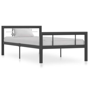 Pood24 voodiraam, hall ja valge, metall, 100 x 200 cm