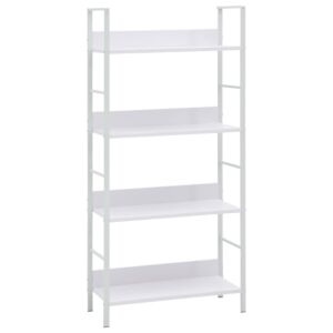 POOD24 Стеллаж книжный с 4 полками белый 60x27,6x124,5 см, ДСП