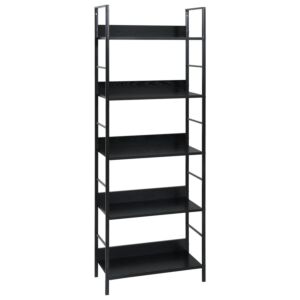 POOD24 5-этажная книжная полка черная 60x27,6x158,5см, ДСП