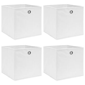 Pood24 hoiukastid 4 tk, valge, 32 x 32 x 32 cm, kangas
