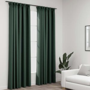 POOD24 шторы плотные на крючках, 2 шт зеленые 140 x 225 см