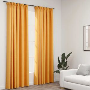 POOD24 шторы плотные на крючках, 2 шт желтые 140 x 245 см
