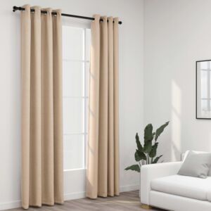 Pood24 плотные шторы имитация льна 2 шт бежевые 140 x 225 см