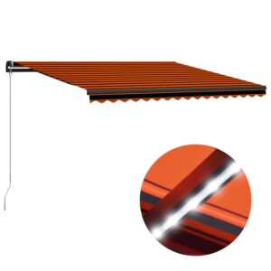 Pood24 ручной выдвижной тент, LED 450x300 см, оранжево-коричневый