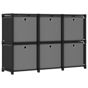 POOD24 Витрина на 6 кубов с коробками, черная, ткань 103x30x72,5 см