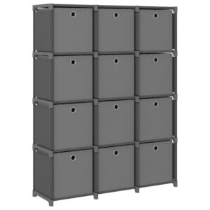 POOD24 Витрина 12 куб. С коробками, серая ткань 103x30x141 см