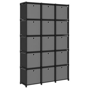 POOD24 15 кубическая витрина с коробками из черной ткани 103x30x175,5 см