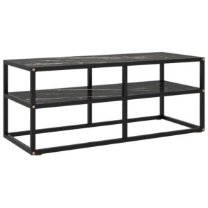 POOD24 тумба под ТВ черный мрамор стекло, 100 x 40 x 40 см