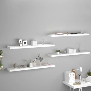 POOD24 полки настенные, 4 шт., Белые, 120x23,5x3,8 см МДФ