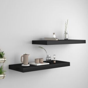 POOD24 настенные полки, 2 шт, черные, МДФ 60 x 23,5 x 3,8 см