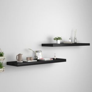 POOD24 настенные полки, 2 шт., Черные, 90 x 23,5 x 3,8 см МДФ